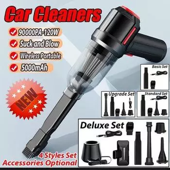 Новый беспроводной пылесос 90000Pa, мощный многофункциональный ручной автоматический пылесос для влажной и сухой уборки, высокая всасываемость с зарядной базой чёрный