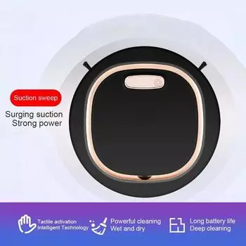 Новый беспроводной USB-пылесос-робот 3 в 1, подметающий, моющий, бытовой, робот для уборки пола, ковров, пылесборник чёрный