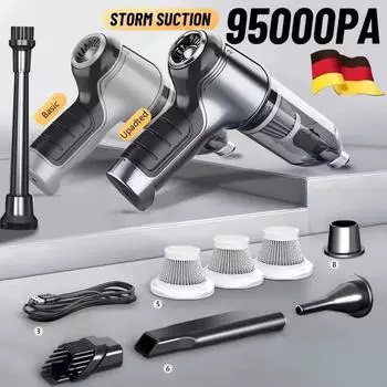 Новый бесщеточный беспроводной автомобильный пылесос, немецкий оригинальный бесщеточный мотор, мощный ручной бытовой автомобильный мини-пылесос двойного назначения + 3 фильтра basic Gray+3 filter