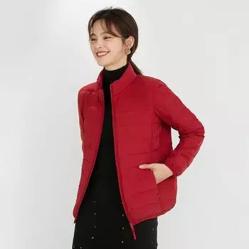 Новый бесшовный легкий и тонкий пуховик женский короткий воротник-стойка корейская версия легкий и тонкий осенне-зимняя женская одежда пальто больших размеров S белый