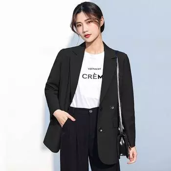 Новый блейзер женский осенний стиль плюс бархат однотонный повседневный тонкий женский маленький костюм нишевый костюм для женщин S