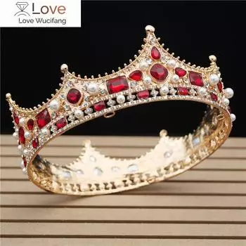 Новый блестящий диаметр в стиле барокко, большая хрустальная корона с цветочным принтом, изысканные очаровательные диадемы, конкурс красоты, свадебные аксессуары для волос для невесты Width: 14cm