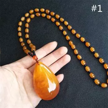 Новый богемный этнический стиль, янтарный кулон из пчелиного воска, женский свитер-цепочка с бисером, ожерелье 1