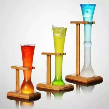 Новый бокал для коктейля с бамбуковым держателем, персонализированный стакан для ресторана, бара, вечеринки, бокал для вина, необычная чашка для фруктового сока, холодных напитков, смузи 450ml