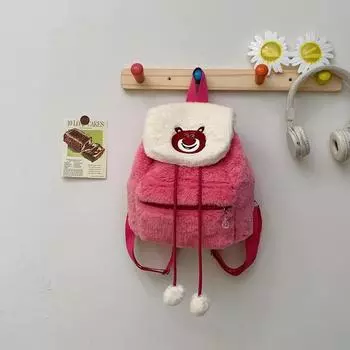 Новый большой емкости милый рюкзак повседневный милый мультяшный щенок плюшевый флип рюкзак на шнурке для женщин