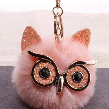 Новый большой глаз совы шерстяной шарик брелок кулон имитация шерсти кролика рекс дамский багаж автомобиль кулон lightpink