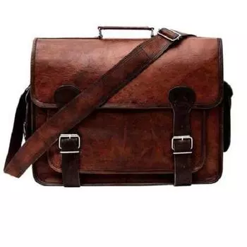 Новый большой коричневый портфель из натуральной кожи, сумка через плечо для ноутбука 18 x 13 x 5 in коричневый