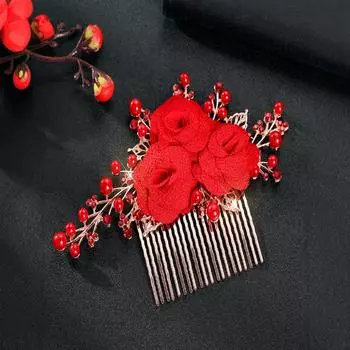 Новый бордовый праздничный свадебный гребень для волос с розой, аксессуары для волос, свадебные аксессуары для волос золотой