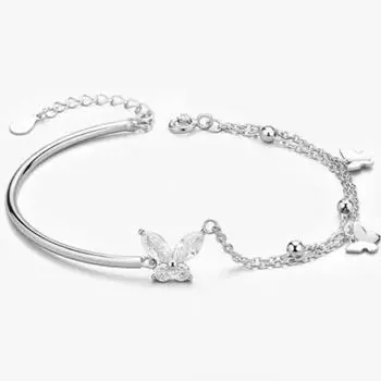 Новый браслет-бабочка, женский роскошный нишевый дизайн, изысканный посеребренный браслет, подарок на день рождения подруги Qixi Adjustable size