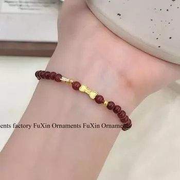 Новый браслет-бантик из красного агата в китайском стиле - ретро-бижутерия высокого класса в национальном стиле S0394 Bow Red Beads