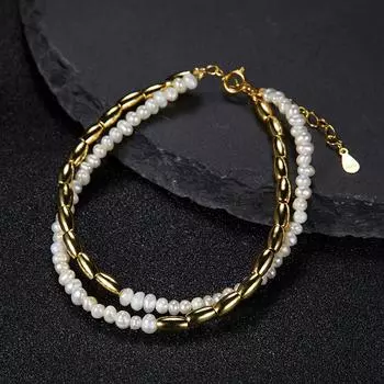 Новый браслет Danshui Pearl S925 из чистого серебра, женский французский Instagram, крутой и легкий, роскошный, маленький и популярный стиль 16cm