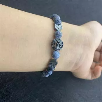 Новый браслет «Дерево жизни» для мужчин и женщин, натуральный тигровый глаз, браслет из камня обсидиана, ароматерапия, браслет с диффузором эфирного масла, ювелирные изделия из ниток для йоги