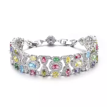 Новый браслет из циркона, цветной светлый роскошный полный бриллиантовый женский модный браслет для женщин