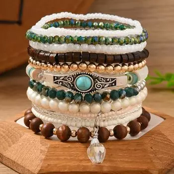 Новый браслет из кокосовых бусин на эластичной леске для мужчин разноцветный