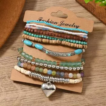 Новый браслет из кокосовых бусин на эластичной леске для мужчин разноцветный