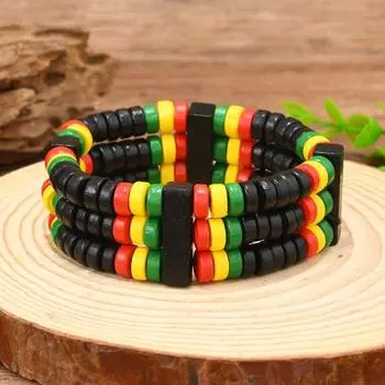 Новый браслет из кокосовых бусин на эластичной леске для мужчин разноцветный