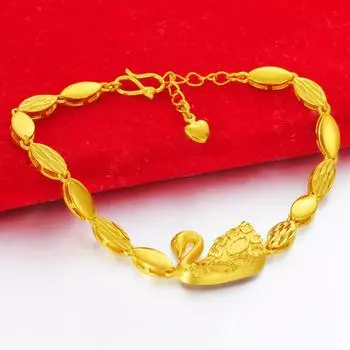 Новый браслет из латунного песочного золота с позолотой и пескоструйной обработкой в виде лебедя для женщин