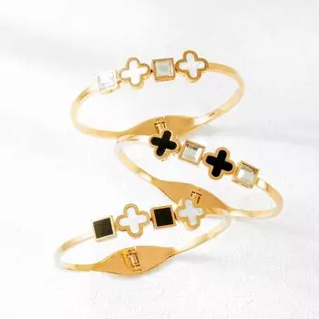 Новый браслет из нержавеющей стали с четырьмя листами клевера