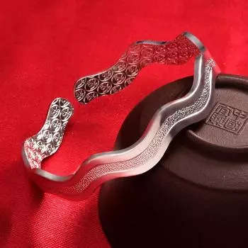 Новый браслет из стерлингового серебра 925 пробы с матовой волной, звездой и рекой, браслет для женщин, ювелирные изделия, регулируемый модный вечерние, свадебный, праздничный подарок