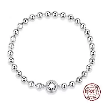 Новый браслет из стерлингового серебра 925 пробы с шариками и бусинами для мужчин и женщин, европейский и американский простой стиль, ручные украшения с платиновым покрытием 17