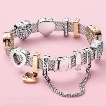 Новый браслет из стерлингового серебра S925, цветной браслет «сделай сам», браслет для оригинальных женских браслетов из бисера, роскошные ювелирные изделия, подарки 18cm серебряный