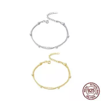 Новый браслет из стерлингового серебра S925 с бисером для женщин, корейский модный регулируемый простой серебряный браслет с гальваническим покрытием 925