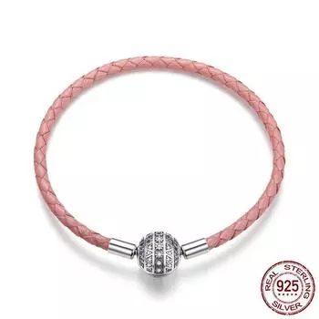 Новый браслет из стерлингового серебра S925 с розовым девчачьим сердечком, модные серебряные аксессуары, базовая цепочка «сделай сам» 17