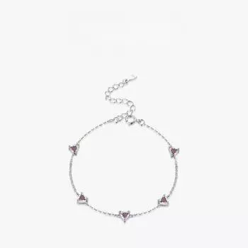 Новый браслет из стерлингового серебра S925 с инкрустацией красочным цирконом в форме сердца для женщин с уникальным дизайном и модным браслетом Instagram Adjustable size серебряный