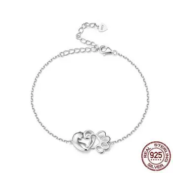 Новый браслет из стерлингового серебра S925 с милым котом, простой дизайн, браслет из стерлингового серебра S925 для домашних животных, ювелирные изделия Adjustable size