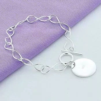 Новый браслет из стерлингового серебра с подвеской на руку, нейтральный браслет, классический ювелирный подарок, модный простой браслет для мужчин и женщин H0137:200mm*6mm*12mm белый