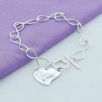 Новый браслет из стерлингового серебра с подвеской на руку, нейтральный браслет, классический ювелирный подарок, модный простой браслет для мужчин и женщин H0138:200mm*6mm*12mm белый