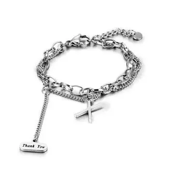 Новый браслет из титановой стали, женский нишевый дизайн, двухслойный, с многослойным холодным ветром, хип-хоп, гандикап 21