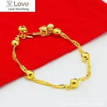 Новый браслет из золота 24 карат, браслет с позолотой 2 мм, браслет с волнами из бисера для женщин, ювелирные изделия в подарок