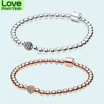 Новый браслет Joyeria Fina Para Mujer Fit Diy, подвеска из стерлингового серебра 925 пробы, Bransoletki Damskie, ювелирные изделия, женский браслет 16cm розового золота