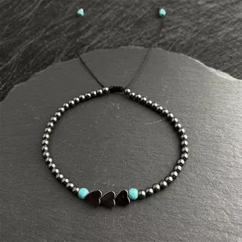 Новый браслет Love на День святого Валентина, 3 мм, обсидиановый женский браслет ручной работы, простой стильный браслет из натурального камня