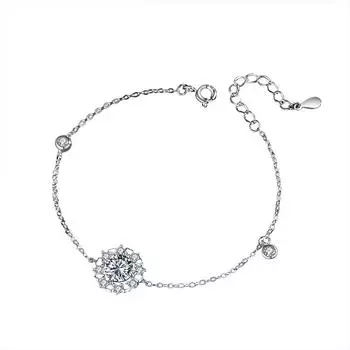 Новый браслет Mosang с бриллиантами «Подсолнух» от Jin Hongyu, чистое серебро, модный пригородный поезд, искусственный бриллиант весом 1 карат, рукоделие с любовью Adjustable size