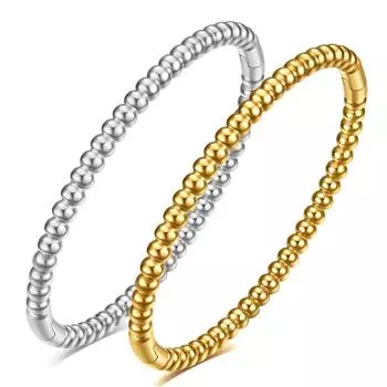 Новый браслет, простые круглые бусины диаметром 5 мм, модный браслет, универсальный браслет из титановой стали золотой