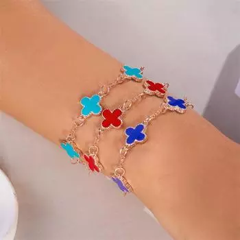 Новый браслет с четырьмя листами клевера для женщин, корейский простой браслет с цветочной ракушкой для матери, универсальная цепочка ручной работы с четырьмя листами клевера на удачу 16+5cm серебряный