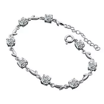 Новый браслет с цирконом 5А, женская мода, 100% стерлинговое серебро 925 пробы, растение, цветок, ручная цепная цепочка, роскошные свадебные украшения, подарок