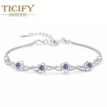 Новый браслет с цветком циркона, модный простой браслет белый