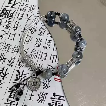 Новый браслет с синим кристаллом в китайском стиле с бабочкой для женщин, винтажный этнический плетеный браслет-шарм ручной работы, ювелирное изделие