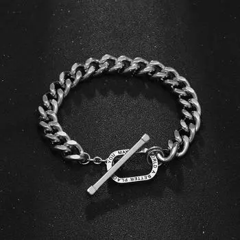 Новый браслет, серебряный, европейский и американский, из титановой стали, императорская цепочка, властный мужской браслет с креплением на спине 21
