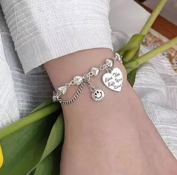 Новый браслет Smiling Face Love для женщин, легкий роскошный дизайн небольшой формы, модный браслет в стиле хип-хоп, ювелирные изделия из сломанного серебряного браслета Adjustable size