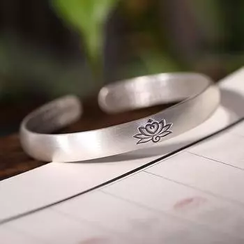 Новый браслет «Сутра сердца», избавляющий от всех печалей, матовый национальный стиль в стиле ретро, древний метод, браслет «Сутра сердца серебряного лотоса Праджняпарамиты» Adjustable size