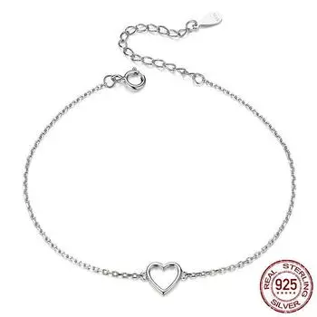 Новый браслет в форме сердца из полого стерлингового серебра, европейская и американская мода, простые трансграничные женские модели adjustable 16-24CM