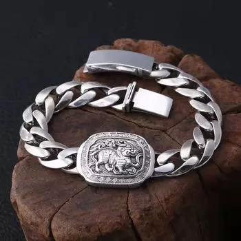 Новый браслет в стиле ретро, мужской браслет с пряжкой в виде единорога, широкая версия, атмосферные ювелирные аксессуары 18CM