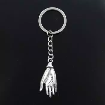 Новый брелок 41x17 мм, подвески в виде ладони, сделай сам, мужской автомобильный брелок для ключей, кольцо-держатель, сувенир, ювелирное изделие, подарок серебряный