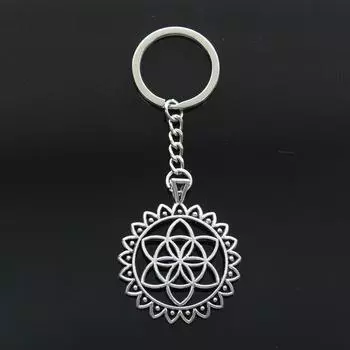 Новый брелок 48x41 мм «Цветок жизни», йога, дурман, страмониевые подвески, «сделай сам», мужской автомобильный брелок, кольцо-держатель, брелок, сувенирные ювелирные изделия