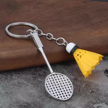 Новый брелок для ключей с изображением тенниса и бадминтона, сумка для ключей, брелок-сувенир для спорта жёлтый