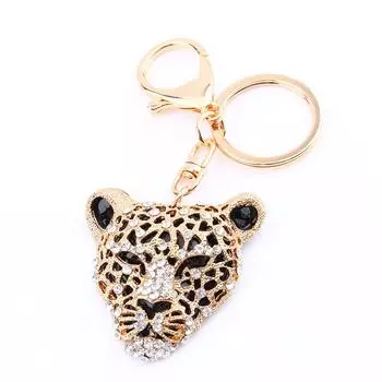 Новый брелок для ключей со стразами и леопардовым принтом, подвеска-подвеска для кошелька, брелок для ключей, цепочка для ключей